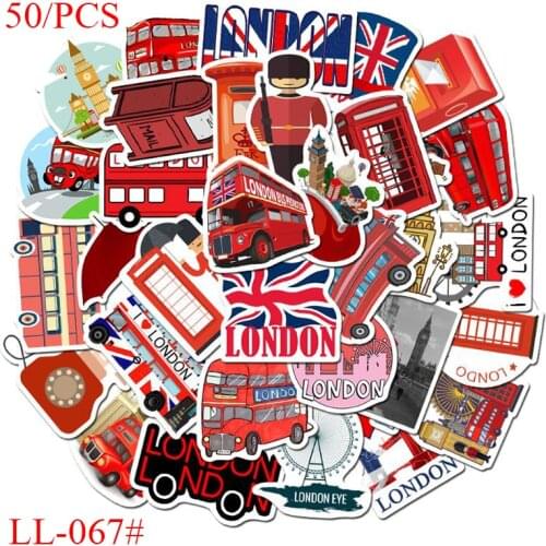 LL-067# 50/pcs London red PVC Personalized cartoon graffiti sticker Wall Bike Phone Sliding Plate Graffiti Styling