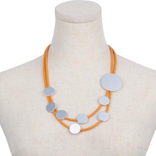 YD&YDBZ Small Round Metal Pendant Necklace Women Vintage Multilayer Rubber Rope Choker Chain Sweater Chain Jewelry Accessories