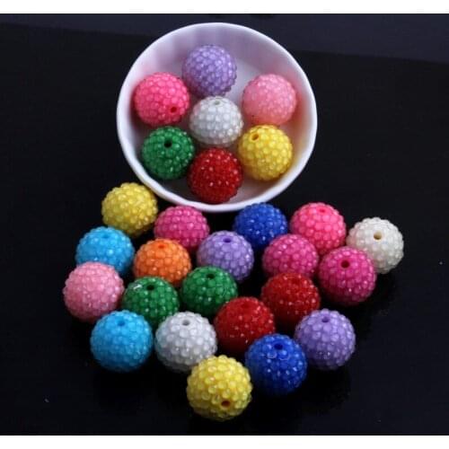OYKZA Chunky Resin Clear Rhinestone Ball Bubble Solid Beads for Kids Girls Fashion Jewelry Beaded Necklace Making 12mm to 20mm