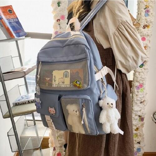 Kawaii Campus Style School Bag Girl Student Backpack Softback Rucksack Womens Cute Y2k Japanese Large Capacity Travel Backpack