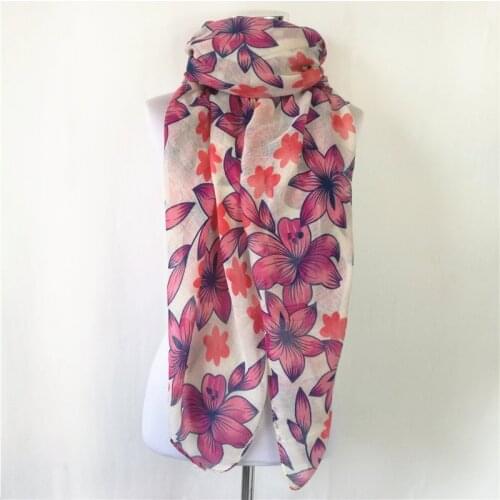 Fashion Flower Scarves Colorful Women Viscose Funny Spring Autumn Bandana Ladies Long Scarf Shawl