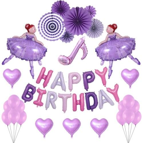 Baby Party Set,Girl Balloon, Paper Fan, Flower, Love, Character,Childrens Gift ,Kids Birthday Decoration