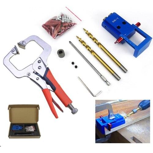 Woodworking Pocket Hole Jig Kit For Wood Working & Joinery + Step Drill Bit & Accessories Punch locator Tool