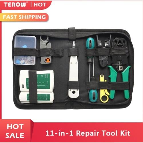 11-in-1Repair tool kit RJ45 RJ11 RJ12 CAT5 CAT5e Portable LAN Network Repair Tool Kit Utp Cable Tester AND Plier Crimp Crimper