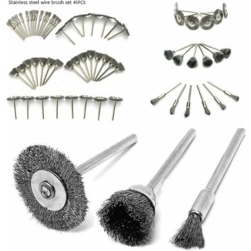 45 PCS Wheel Brushes Wire Brushes Set for Accessories Rotary Tools Polish Clean Tool