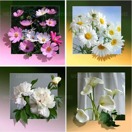 Daisy Rose Flower Diamond Painting Kits for Adults 5D Plants Lavender Cross Stitches Kits Full Diamond Embroidery for Home Decor