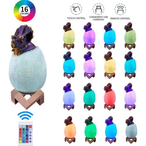 3D Print Night Light 3/16 Colors PAT and Remote Control Model Dinosaur Egg Night Lamp USB Recharging for Kids Table Lamp