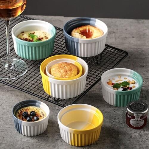 Nordic Style Household Flavor Dish Commercial Snack Dip Dish Oven Microwave Oven Baking Shufflepudding Baking Bowl Cup