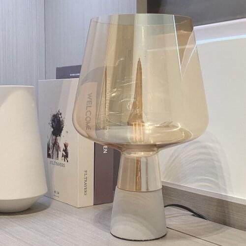TUDA 2018 20X30CM Nordic Gray Cement Table Lamp Glass Lampshade Home Decorative Table Lamp for Bedroom E14 220V