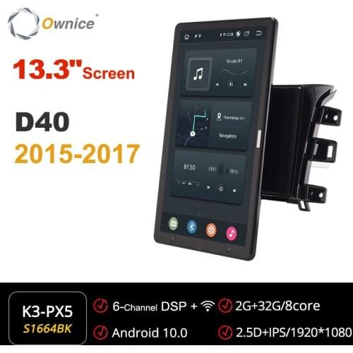 Ownice Tesla style PX6 13.3" IPS Android Car DVD Player Auto Rotatable Navigation GPS Stereo For Nissan navara D40 2015-2017