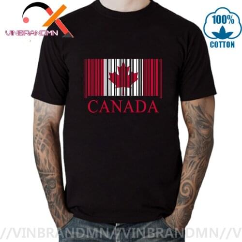 Parody Made in Canada Barcode T shirts men Red maple leaf T-shirts North Canadian Emblem Tee shirt True Canada Maple Logo tshirt