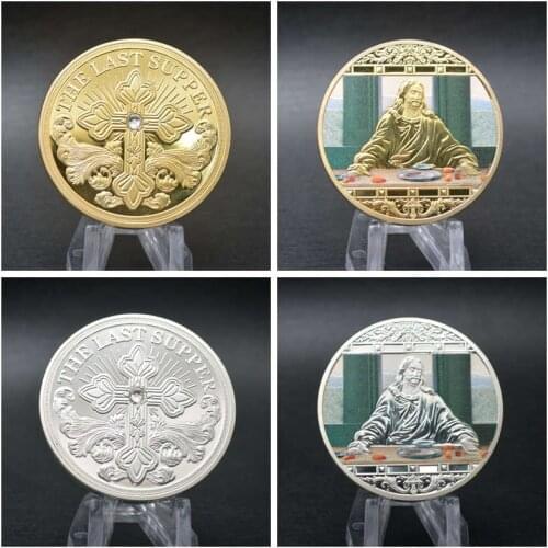 Jesus Last Supper Gold Plated Souvenir Coin Art Collection Collectible Christmas Commemorative Coin Non Currency Coin