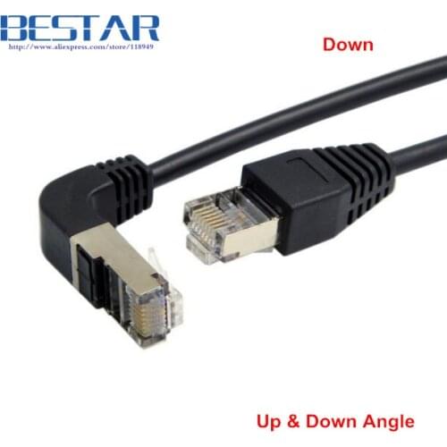 0.5m 1m 2m 3m 5m Elbow Up & Down Angled Cat5e 8P8C STP Cat 5e RJ45 Lan Ethernet Network Patch Cord 90D to Straight Cable 50cm