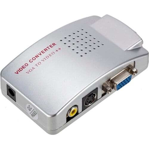 Hot Sell Laptop PC VGA to TV AV RCA Composite video adapter converter Switch Box Support S-video RGB NTSC/PAL Computer Signal