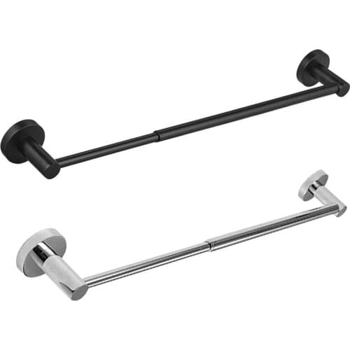 HLZS-Adjustable Single Towel Bar for Bathroom Stainless Steel Towel Holder, Wall Mount Towel Bar Rod