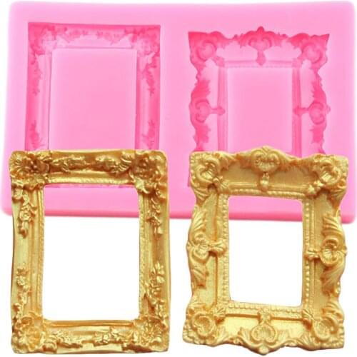 Baroque Frame Relief Silicone Mold Wedding Chocolate Moulds Cupcake Topper Fondant Cake Decorating Tools Candy Resin Clay Mould