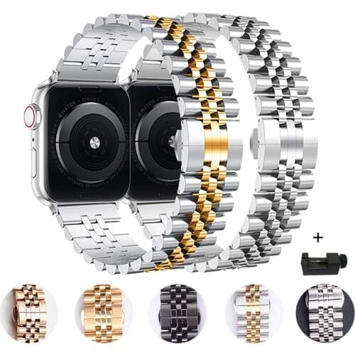 Stainless steel Chain Strap for Apple Watch Band Series 6 5 4/SE 40mm 44mm Metal Bracelet for iWatch Bands 3 38mm 42mm Watchband