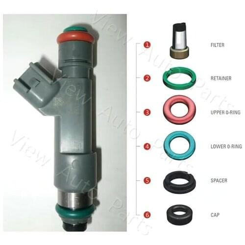 8 Set for Volvo S80 XC90 4.4L Fuel Injector Repair Seal Kit Denso FJ1073 micro filter Rubber orings plastic cap VD-RK-0013