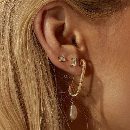 Pearl Bead Drop Earrings 2019 new Safety pin ear wire fresh pearl beaded unique european women new earring