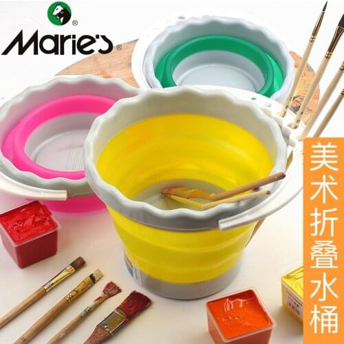 Silicone Folding Wash Pen Bucket With Pen Holder Watercolor Painting Special Art Paint Bucket Telescopic Portable Sketch Bucket
