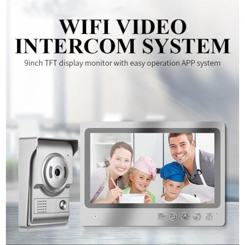 SmartYIBA 9"WIFI Video Intercom For Smart Home APP Remote Unlock Video Talk IR Cut Doorbell Auto Snapshot Record Door Phone