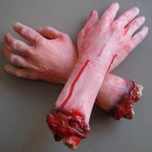 Life like 1PC Severed Scary Cut Off Bloody Fake Latex Life size Arm Hand Halloween Prop Haunted Party Decoration NEW UM