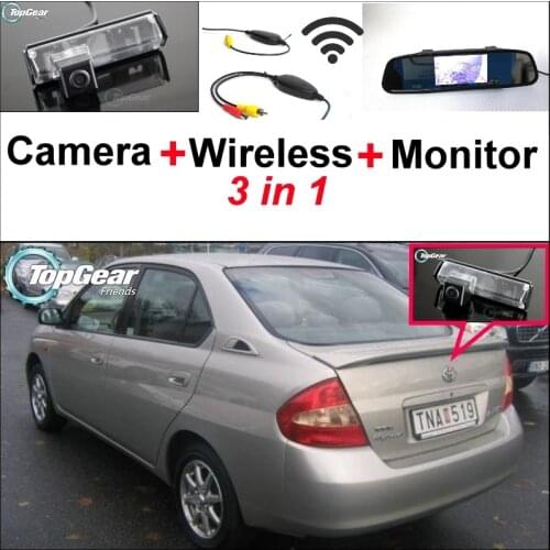 3 in1 Special Rear View Camera + Wireless Receiver + Mirror Monitor DIY Parking System For TOYOTA Prius MK1 2000~2003
