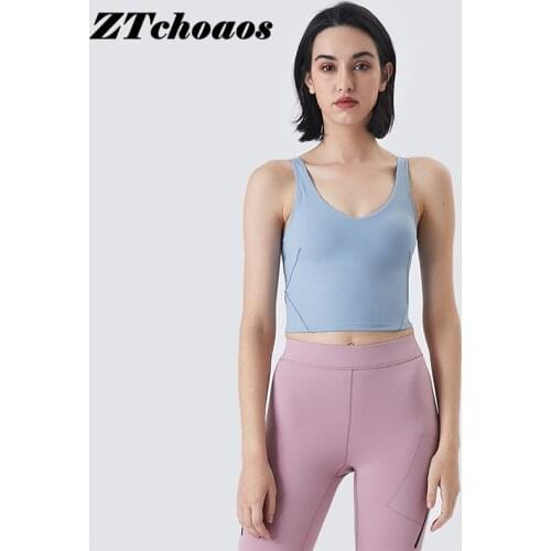 Sports top Yoga vest V-neck u-back sports underwear bra sports t shirt women Nude Yoga Top top sports female Women sports top