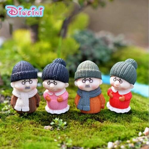 Old Grandma granny Couple Model Figurines Wedding Doll Miniatures Couple home Garden Decoration Girl toy DIY accessories gift