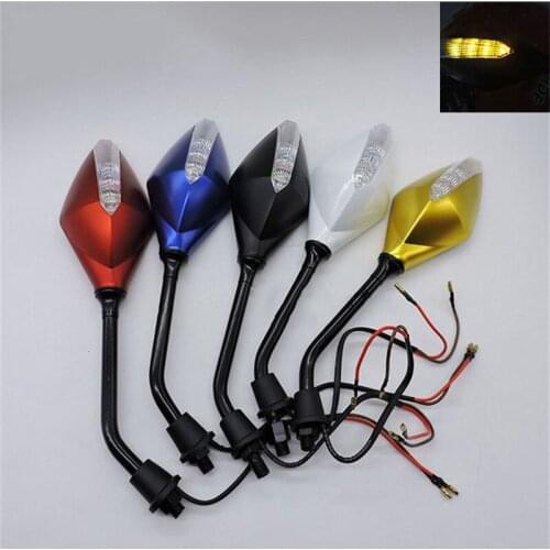 LED Motorcycle Side Mirrors ABS Plastic Modification Accessories 8mm 10mm Universal for Honda Yamaha Suzuki Kawasaki Ducati KTM