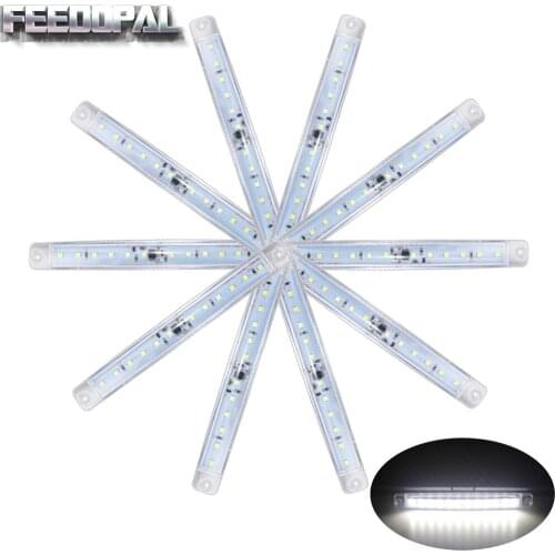 FEEDOPAL 10× White 24V 12Led Flashing Strobe Lamp Indicator Signal Tail Side Marker Lights Emergency Grille Car Truck Trailer