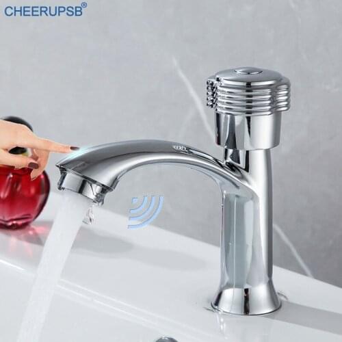 Smart Touch Basin Faucet Bathroom Deck Mount Single Cold Automatic Tap Touch Sense Single Hole Faucets Sensitive Chrome Taps K06