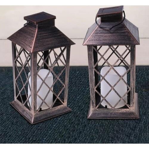 Vintage Garden Solar Powered LED Candle Table Lantern Hanging Light Outdoor Yard D2TD