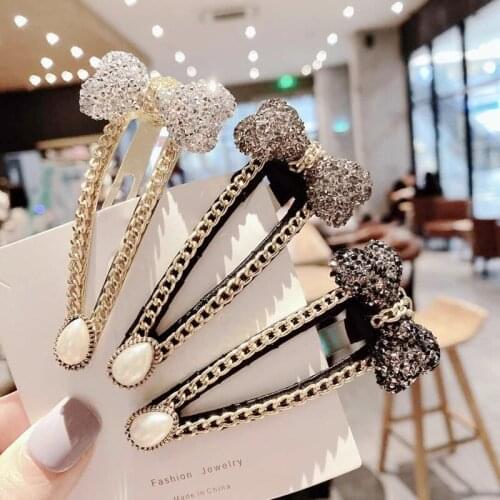 High Quality Luxury Korean Bling Crystal Bowknot Hair Clips Hairband Bobby Pins Barrette Hairpins Headdress Beauty Accessories