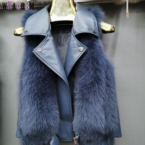 2021 hot new natural fox fur long vest real fox fur gilet winter high quality women fox with genuine sheepskin leathe