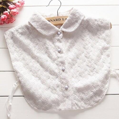 Womens Lapel For Ladies Solid removable decorative Chinese crochet lace thin belt buckle collar apricot square collar sweater