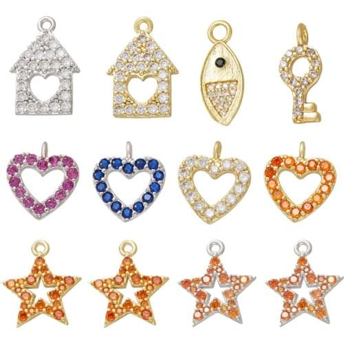 ZHUKOU CZ small earrings charms for DIY jewelry making Accessories supplies crystal mini pendant for handmade earrings VD774