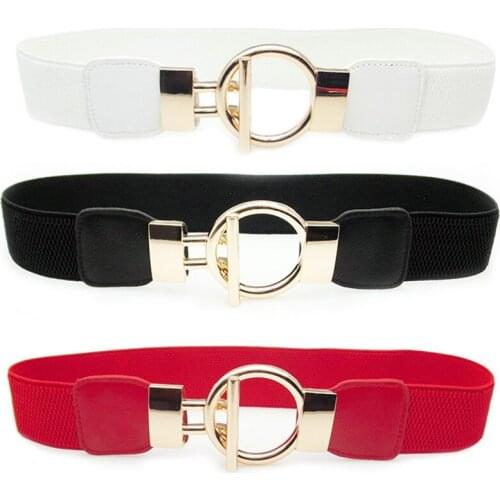 1pcs Fashion PU Leather Elastic Wide Belt For Women Stretch Thick Waist Belt For Dress Fashion Stretch Women Belts