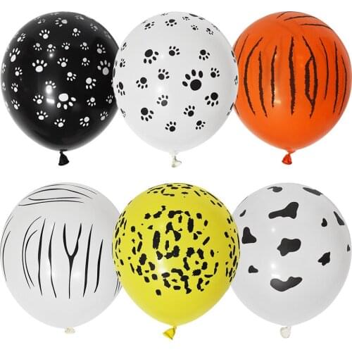 10/20/30Pcs 12inch Jungle Animal Balloon Printed Tiger Paw Zebra Leopard Cow Latex Balloons Kids Birthday Party Decoration
