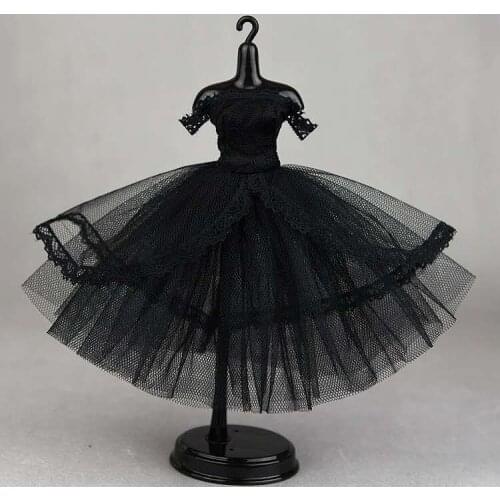 11.5" Elegant Black Off Shoulder Princess Party Gown Lace Tutu Dress for Barbie Doll Clothes 1/6 BJD Dolls Accessories Kids Toys