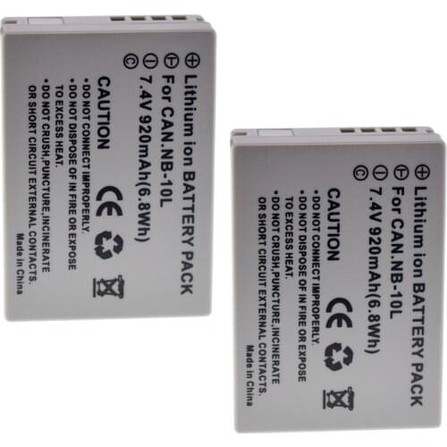 2x NB-10L NB10L NB 10L Li-Ion 920mAH Battery for Canon PowerShot Cameras