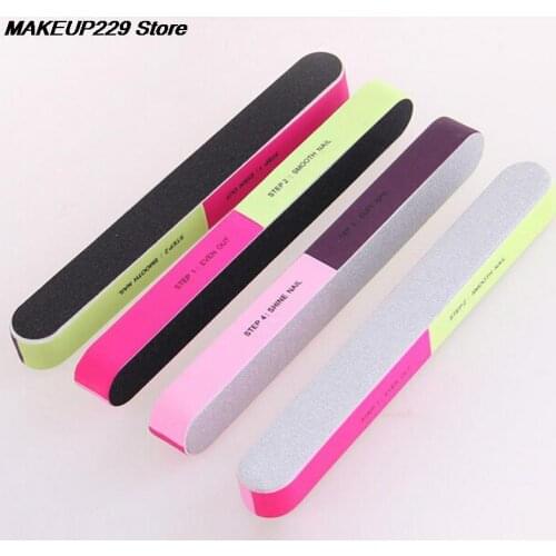 2pcs 4-Steps Nail Buffer File Grinding Sanding Polishing Block Buffing Colorful Nail File Pedicure Care Nail Art Design Tools