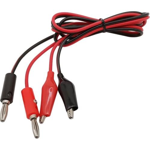 2Pcs 1M Dual Banana Plug - Alligator Clip Probe Test Silicone Lead Multimeter Cable Black/Red Alligator Clip to Banana Plug Test