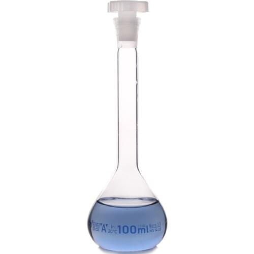 200ml Transparent Lab Borosilicate Glass Volumetric Flask with plastic Stopper Office Lab Chemistry Clear Glassware Supply