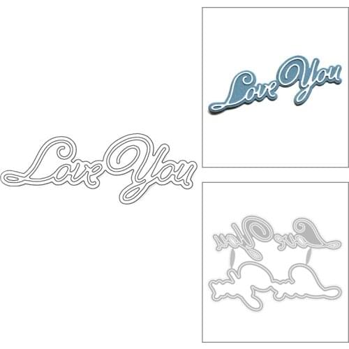 2020 New Love You Valentine English Word and Silhouette Set Metal Cutting Dies For Making Greeting Card Scrapbooking No Stamps