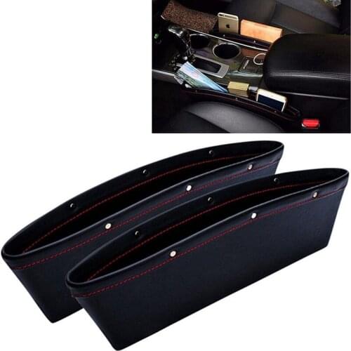 2x PU Leather Catch Catcher Box Caddy Car Seat Gap Slit Pocket Storage Organizer