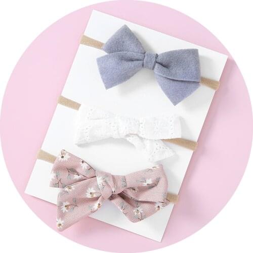 3pcs/set Sweet Girls Nylon Headbands Bow Knot Headwear Toddlers Elastic Hair bands Infant Headband Baby Girl Hair Accessories
