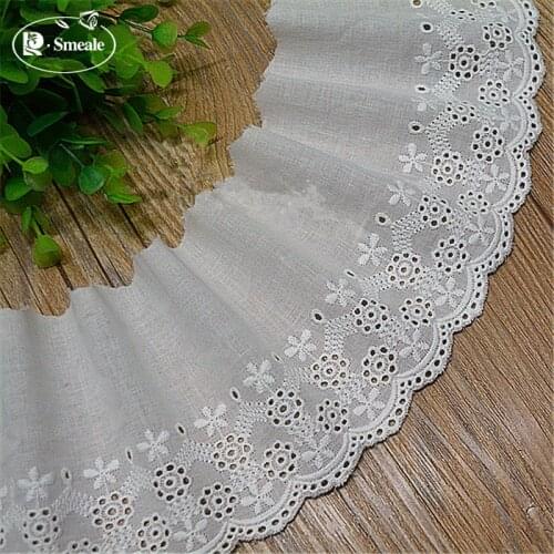 4-5yards/lot Exquisite Pure white Cotton Embroidery Lace Openwork Cotton Cloth DIY Clothing Accessories Curtains RS192