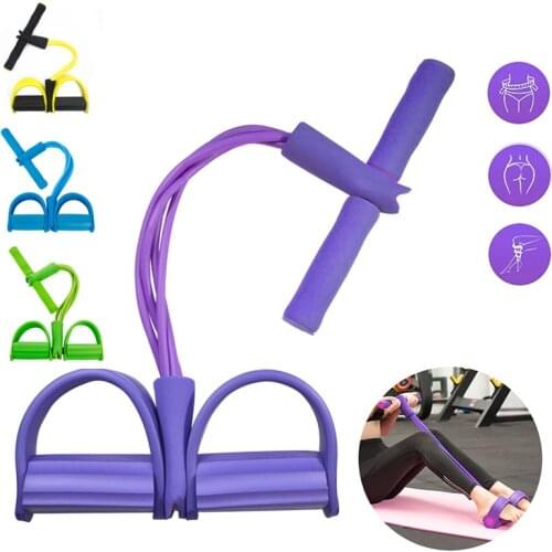 4 Tube Latex Elastic Pull Rope Resistance Bands Pedal Exerciser Sit-up Expander Elastic Bands Muscle Slimming Fitness Workout