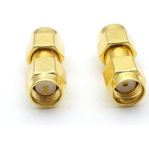 50pcs Gold SMA plug male to RP SMA plug Jack straight adapter Connector